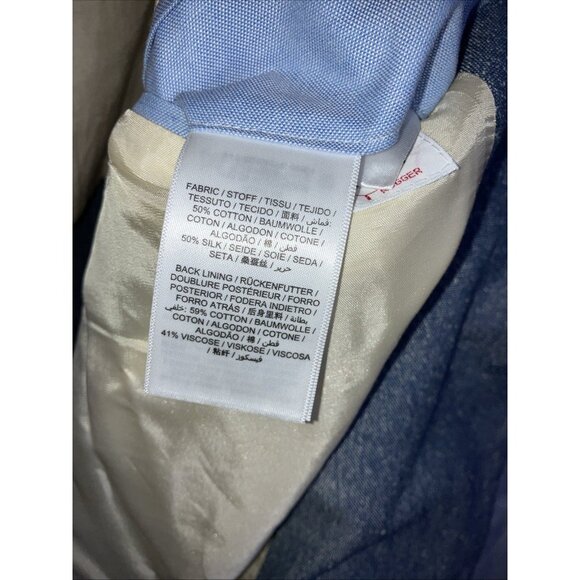 54 44 Mens Gant Rugger New Haven 3 Button Blue Chambray Blazer Sport Coat Silk - Picture 4 of 5